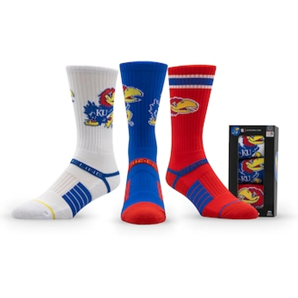 Unisex Strideline Kansas Jayhawks Premium Knit Crew Socks Three-Pack