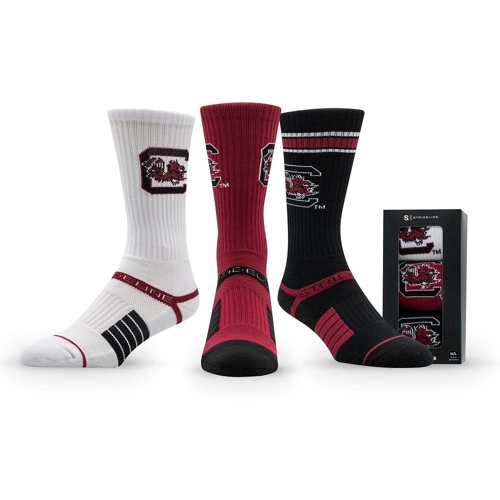 Unisex Strideline South Carolina Gamecocks Premium Knit Crew Socks Three-Pack