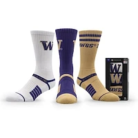 Unisex Strideline Washington Huskies Premium Knit Crew Socks Three-Pack