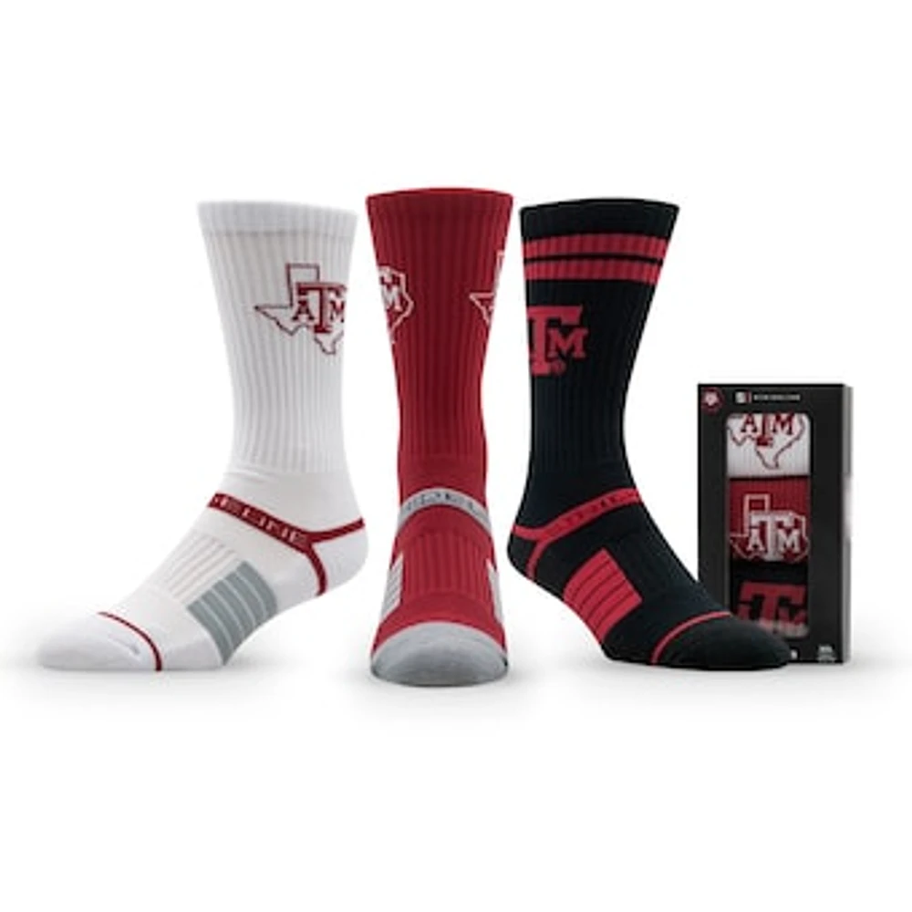 Unisex Strideline Texas A&M Aggies Premium Knit Crew Socks Three-Pack