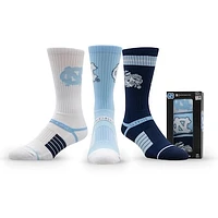 Unisex Strideline North Carolina Tar Heels Premium Knit Crew Socks Three-Pack