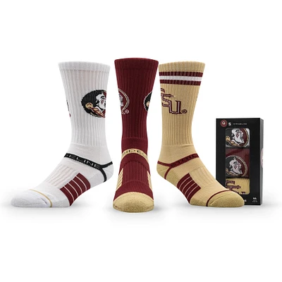 Unisex Strideline Florida State Seminoles Premium Knit Crew Socks Three-Pack