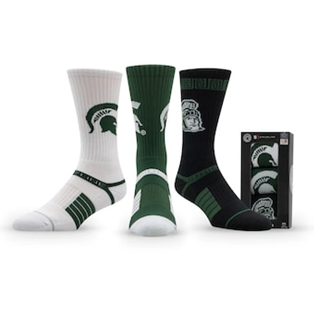 Unisex Strideline Michigan State Spartans Premium Knit Crew Socks Three-Pack