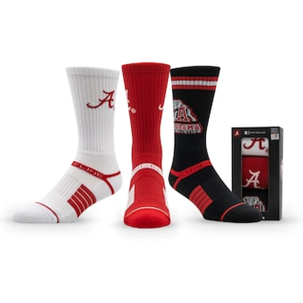 Unisex Strideline Alabama Crimson Tide Premium Knit Crew Socks Three-Pack