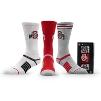 Unisex Strideline Ohio State Buckeyes Premium Knit Crew Socks Three-Pack