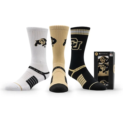 Unisex Strideline Colorado Buffaloes Premium Knit Crew Socks Three-Pack