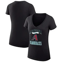 Women's G-III 4Her by Carl Banks Arizona Diamondbacks Team Logo Graphic V-Neck Fitted T-Shirt