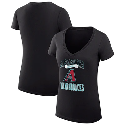 Women's G-III 4Her by Carl Banks Arizona Diamondbacks Team Logo Graphic V-Neck Fitted T-Shirt
