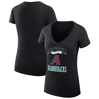 Women's G-III 4Her by Carl Banks Arizona Diamondbacks Team Logo Graphic V-Neck Fitted T-Shirt