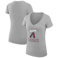 Women's G-III 4Her by Carl Banks Heather Gray Arizona Diamondbacks Team Logo Graphic V-Neck Fitted T-Shirt