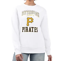 Women's G-III 4Her by Carl Banks White Pittsburgh Pirates Team Logo Graphic Tri-Blend Fleece Pullover Sweatshirt