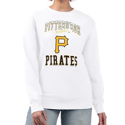 Women's G-III 4Her by Carl Banks White Pittsburgh Pirates Team Logo Graphic Tri-Blend Fleece Pullover Sweatshirt