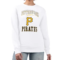 Women's G-III 4Her by Carl Banks White Pittsburgh Pirates Team Logo Graphic Tri-Blend Fleece Pullover Sweatshirt