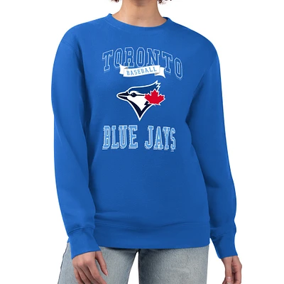 Women's G-III 4Her by Carl Banks Royal Toronto Blue Jays Team Logo Graphic Tri-Blend Fleece Pullover Sweatshirt