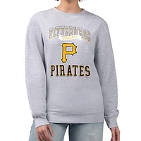 Women's G-III 4Her by Carl Banks Heather Gray Pittsburgh Pirates Team Logo Graphic Tri-Blend Fleece Pullover Sweatshirt