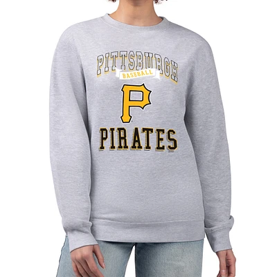 Women's G-III 4Her by Carl Banks Heather Gray Pittsburgh Pirates Team Logo Graphic Tri-Blend Fleece Pullover Sweatshirt