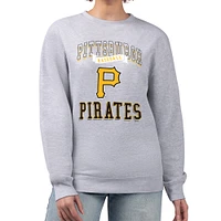 Women's G-III 4Her by Carl Banks Heather Gray Pittsburgh Pirates Team Logo Graphic Tri-Blend Fleece Pullover Sweatshirt