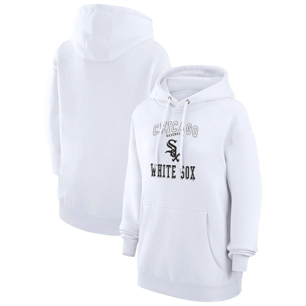 Women's G-III 4Her by Carl Banks White Chicago Sox Team Logo Graphic Fleece Pullover Hoodie