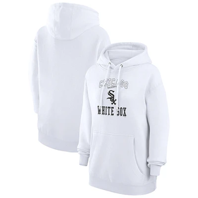 Women's G-III 4Her by Carl Banks White Chicago Sox Team Logo Graphic Fleece Pullover Hoodie