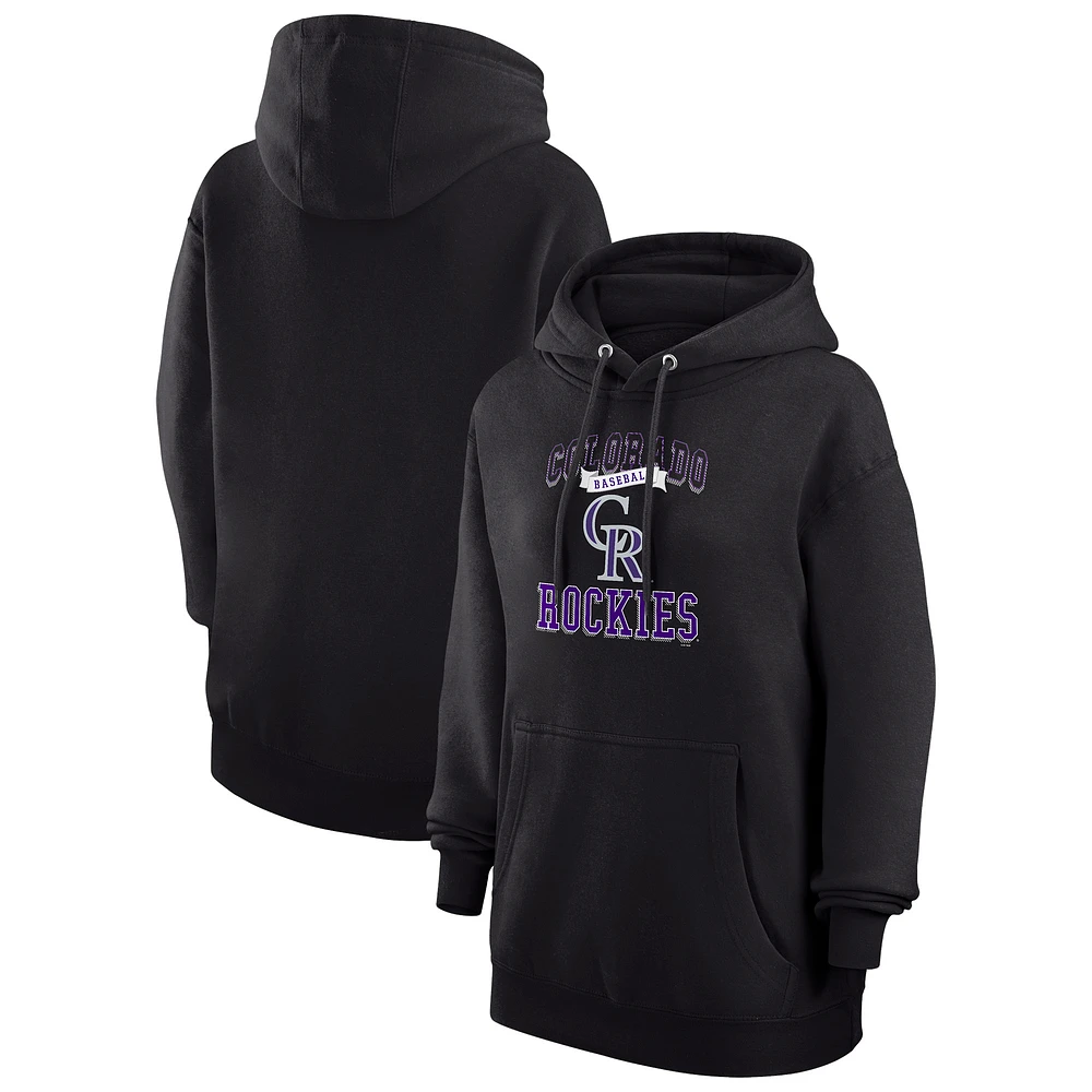 Women's G-III 4Her by Carl Banks Black Colorado Rockies Team Logo Graphic Fleece Pullover Hoodie