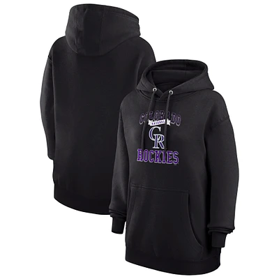 Women's G-III 4Her by Carl Banks Black Colorado Rockies Team Logo Graphic Fleece Pullover Hoodie