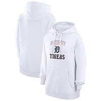 Women's G-III 4Her by Carl Banks White Detroit Tigers Team Logo Graphic Fleece Pullover Hoodie