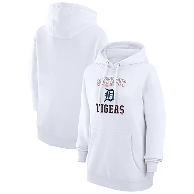 Women's G-III 4Her by Carl Banks White Detroit Tigers Team Logo Graphic Fleece Pullover Hoodie