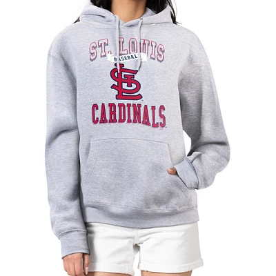 Women's G-III 4Her by Carl Banks Heather Gray St. Louis Cardinals Team Logo Graphic Fleece Pullover Hoodie