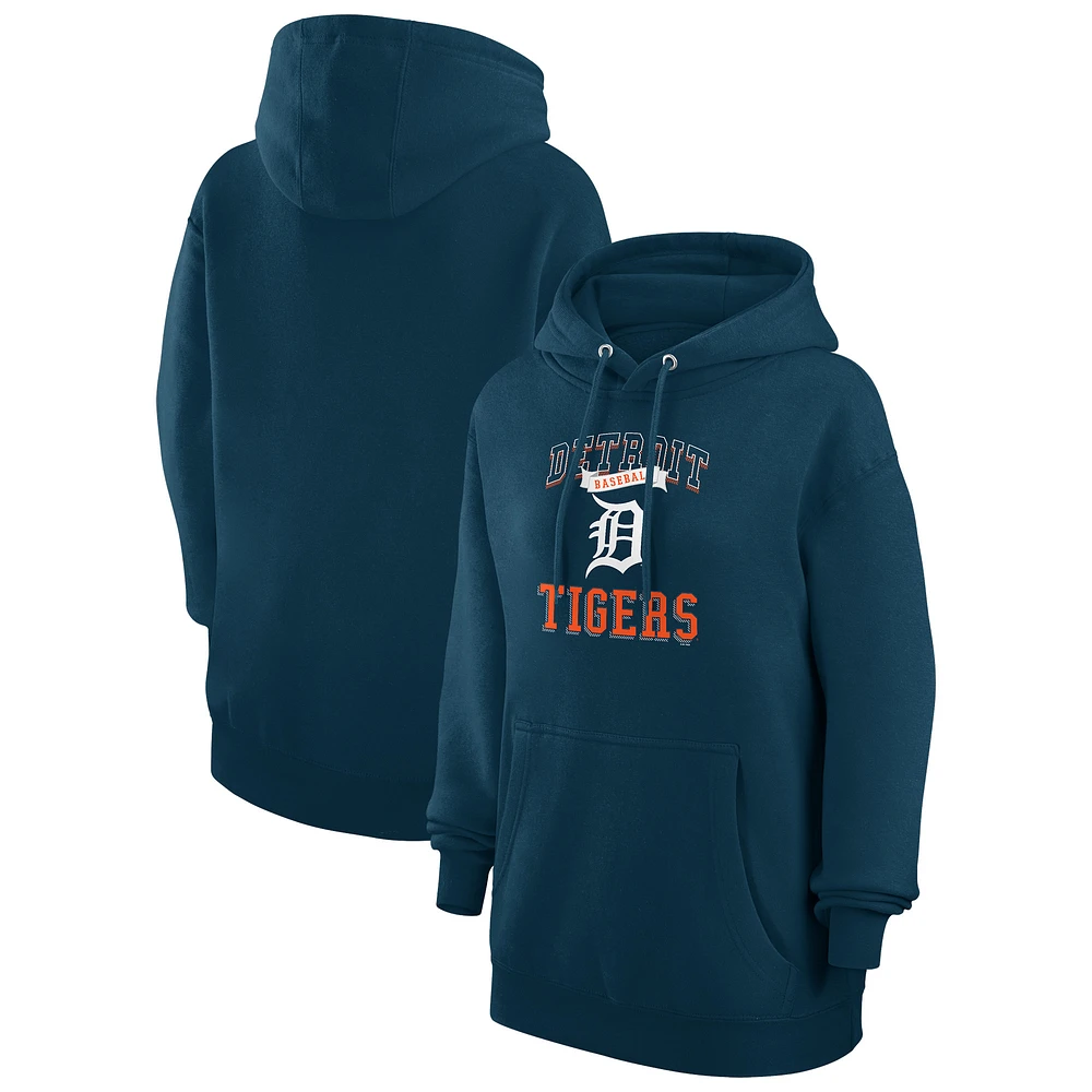 Women's G-III 4Her by Carl Banks Navy Detroit Tigers Team Logo Graphic Fleece Pullover Hoodie
