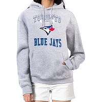Women's G-III 4Her by Carl Banks Heather Gray Toronto Blue Jays Team Logo Graphic Fleece Pullover Hoodie
