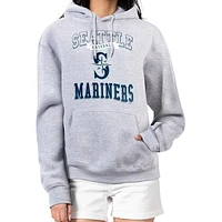Women's G-III 4Her by Carl Banks Heather Gray Seattle Mariners Team Logo Graphic Fleece Pullover Hoodie