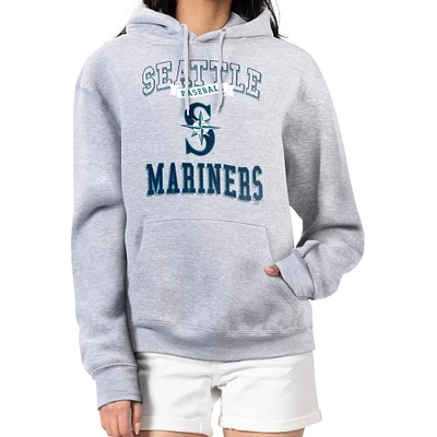 Women's G-III 4Her by Carl Banks Heather Gray Seattle Mariners Team Logo Graphic Fleece Pullover Hoodie
