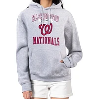 Women's G-III 4Her by Carl Banks Heather Gray Washington Nationals Team Logo Graphic Fleece Pullover Hoodie
