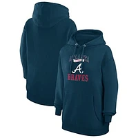 Women's G-III 4Her by Carl Banks Navy Atlanta Braves Team Logo Graphic Fleece Pullover Hoodie