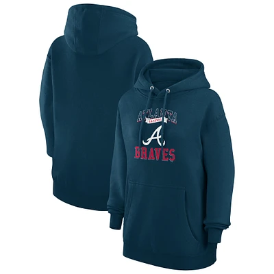 Women's G-III 4Her by Carl Banks Navy Atlanta Braves Team Logo Graphic Fleece Pullover Hoodie