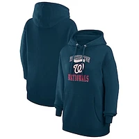 Women's G-III 4Her by Carl Banks Navy Washington Nationals Team Logo Graphic Fleece Pullover Hoodie