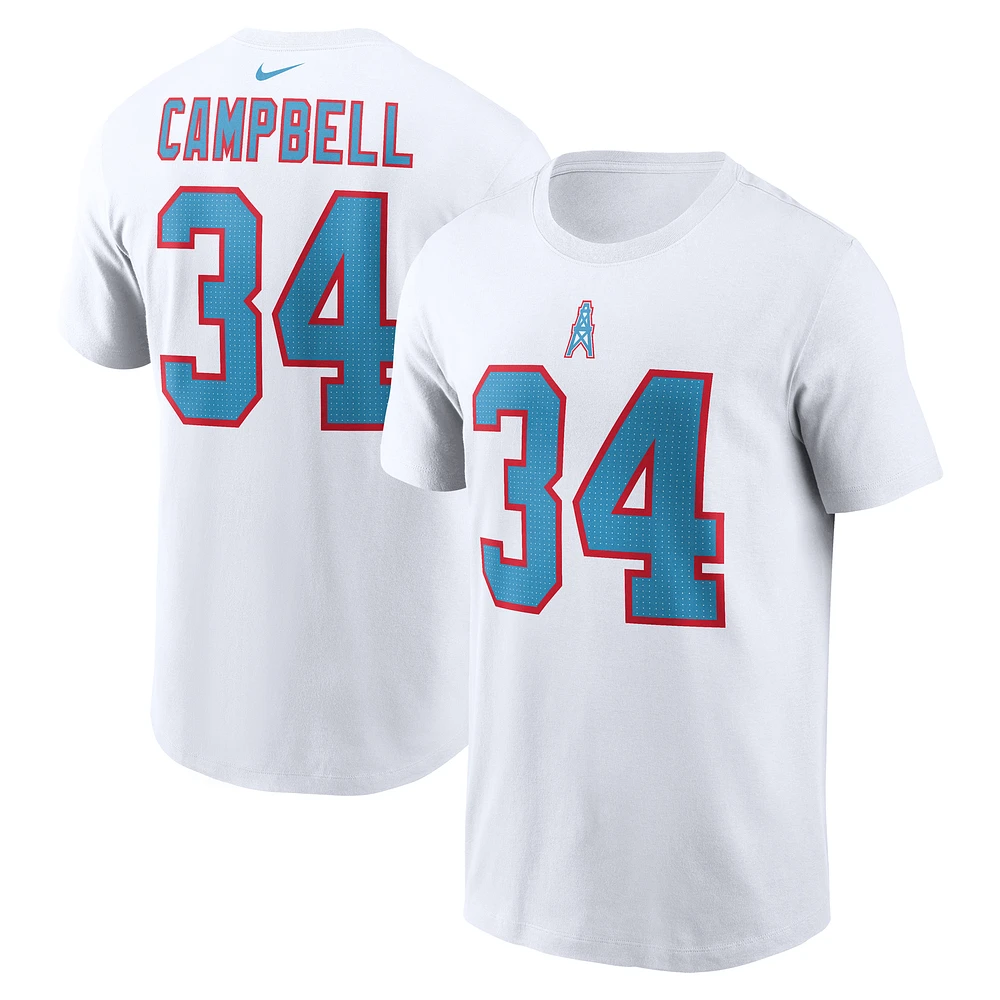 Men's Nike Earl Campbell White Houston Oilers Retired Player Name & Number T-Shirt