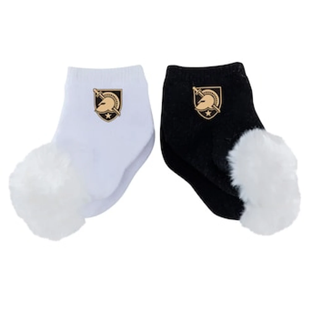 Infant ZooZatz Army Black Knights Two-Pack Pom Socks