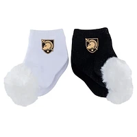 Infant ZooZatz Army Black Knights Two-Pack Pom Socks