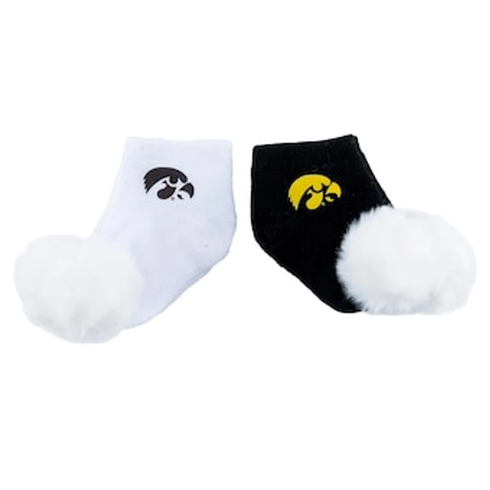 Infant ZooZatz Iowa Hawkeyes Two-Pack Pom Socks