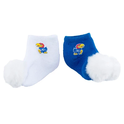 Infant ZooZatz Kansas Jayhawks Two-Pack Pom Socks