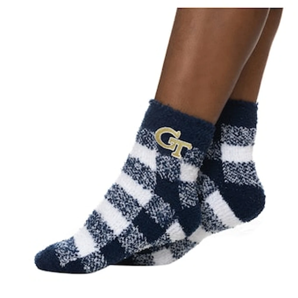 Women's ZooZatz Georgia Tech Yellow Jackets Fuzzy Buffalo Checkered Ankle Socks