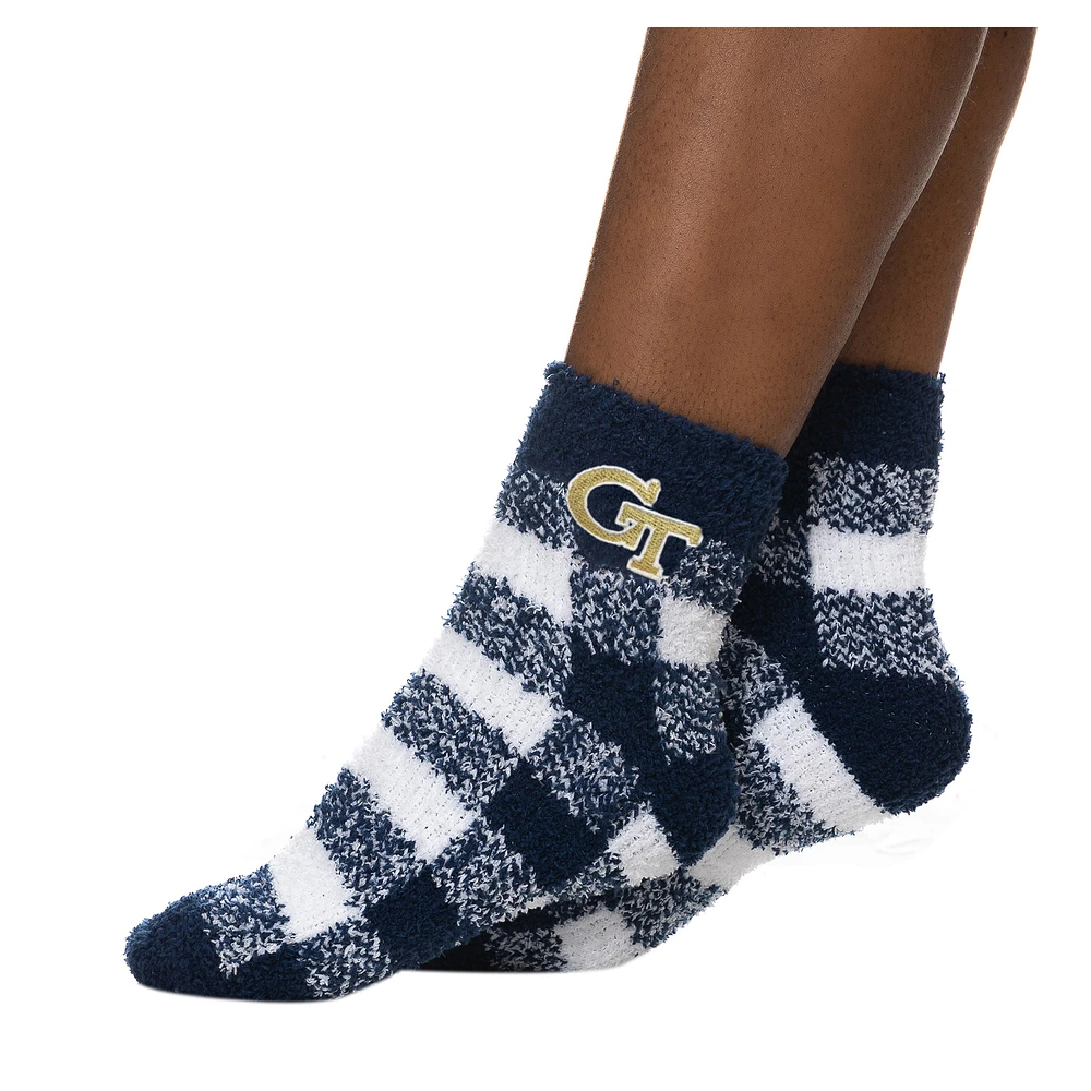 Women's ZooZatz Georgia Tech Yellow Jackets Fuzzy Buffalo Checkered Ankle Socks