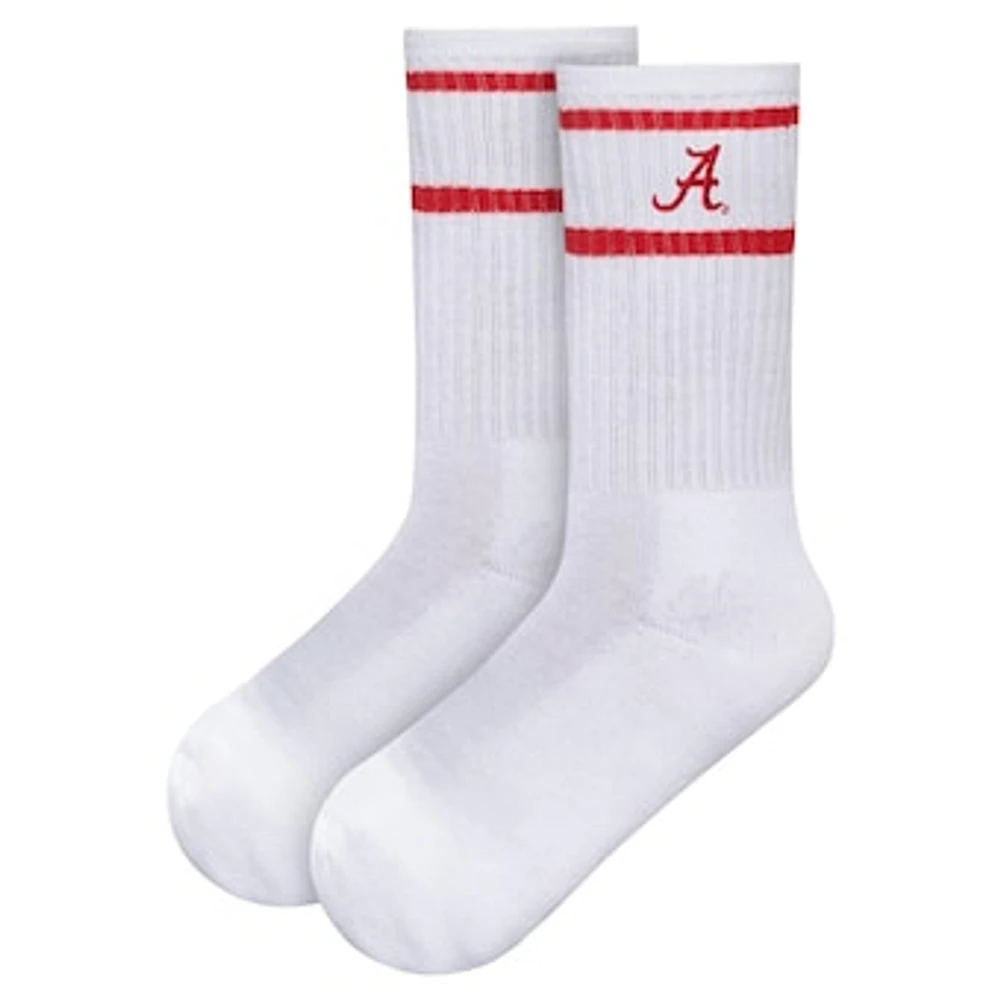 Women's ZooZatz White Alabama Crimson Tide Striped Crew Socks