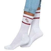 Women's ZooZatz White Florida State Seminoles Striped Crew Socks