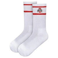 Women's ZooZatz White Ohio State Buckeyes Striped Crew Socks