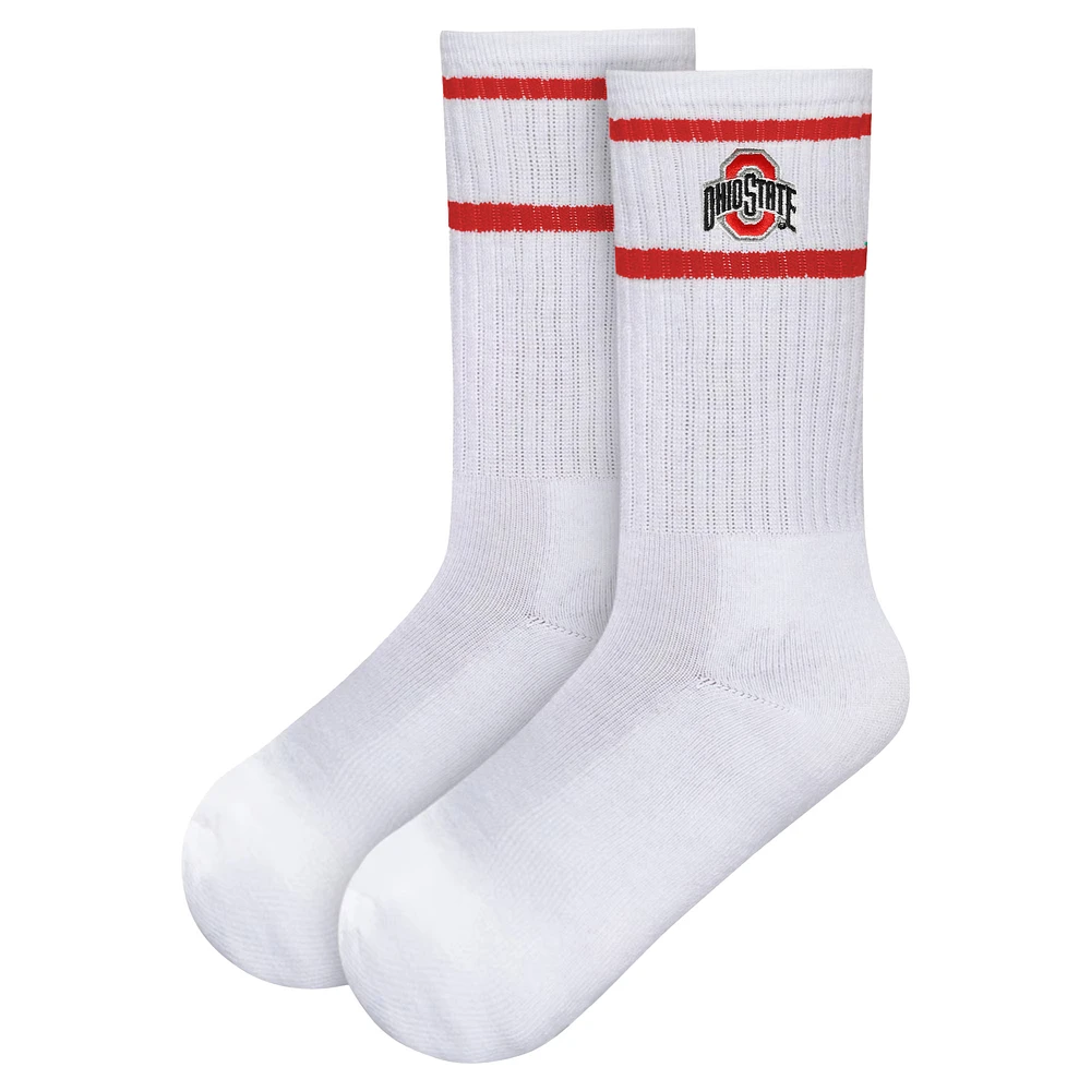 Women's ZooZatz White Ohio State Buckeyes Striped Crew Socks