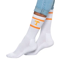 Women's ZooZatz White Tennessee Volunteers Striped Crew Socks