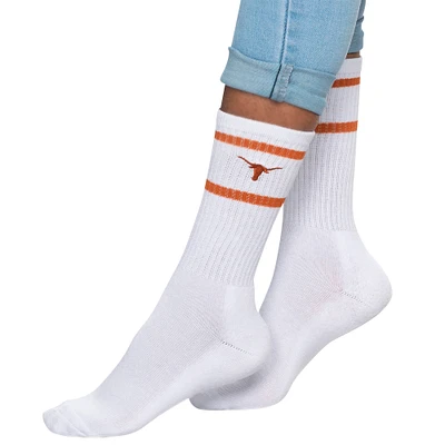 Women's ZooZatz White Texas Longhorns Striped Crew Socks