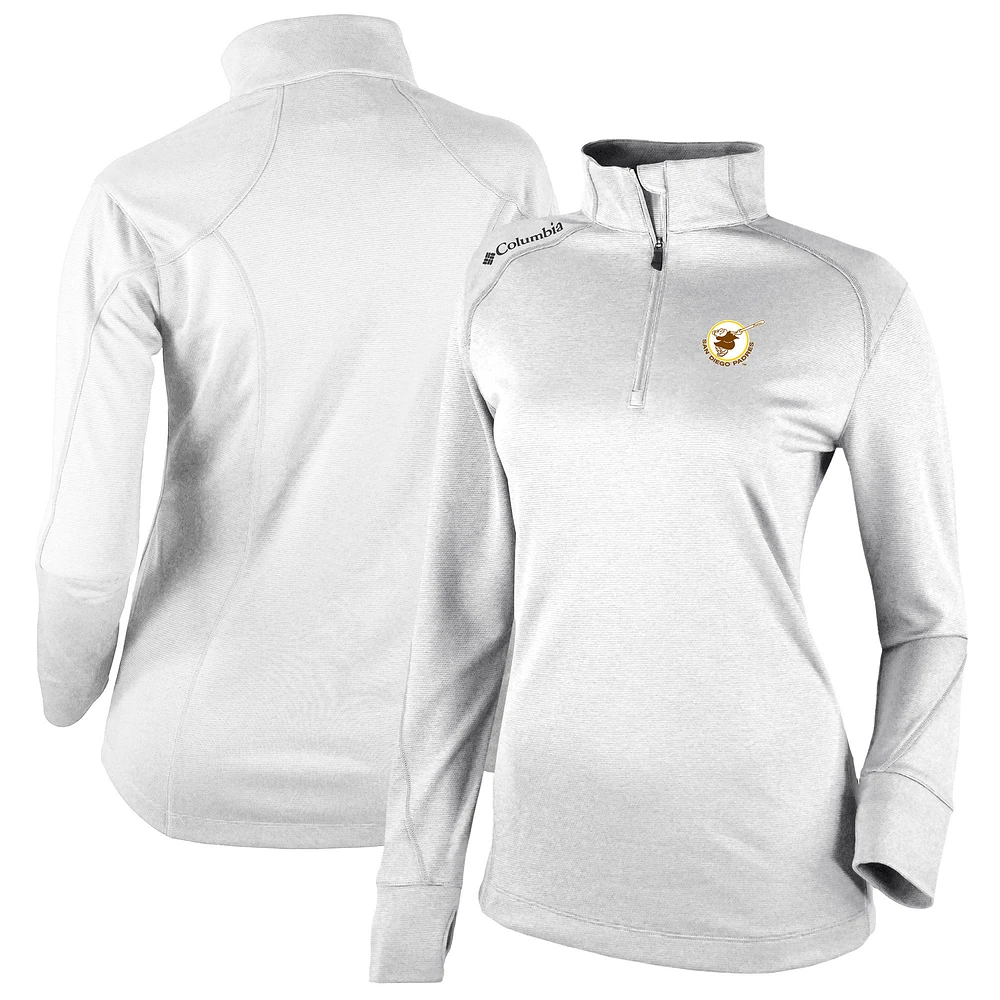 Women's Columbia White San Diego Padres Cooperstown Collection Shotgun 2.0 Omni-Wick Quarter-Zip Top